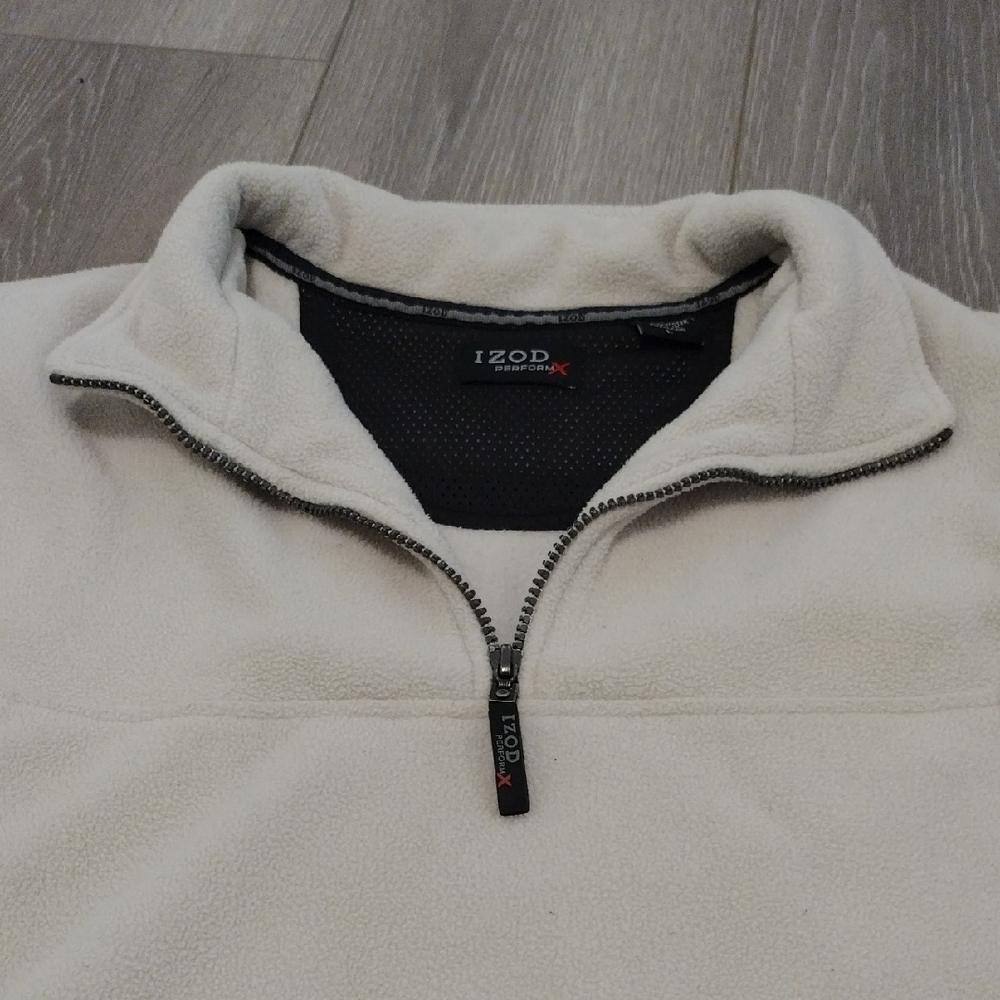 Izod Cream and Black Zip-Up Sweater - Picture 5 of 17